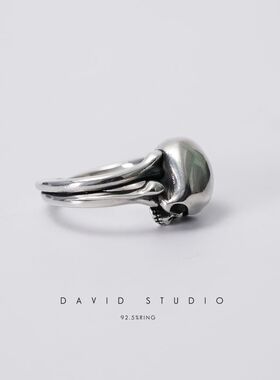 骷髅头摇滚同款戒指Davidstudio