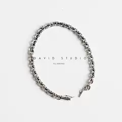 David Pure Silver S925 Sterling Silver Gothic English Lettering Chain Punk Biker Retro Style Unisex Bracelet