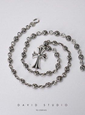 david全手工s925纯银十字架项链