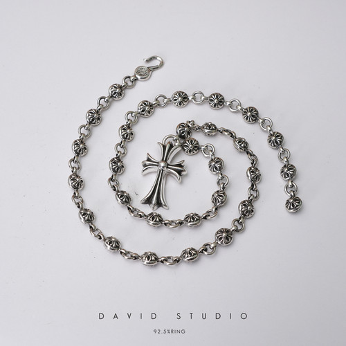david全手工s925纯银十字架项链