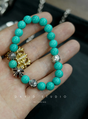 david天然原矿绿松石8mm高逼格