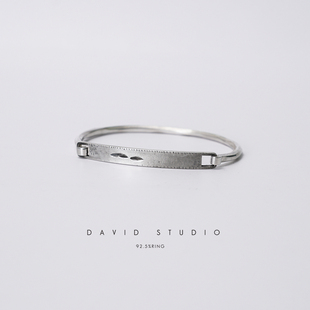 David studio纯手工925卡扣做旧锤击银手镯werkstatt munchen潮人