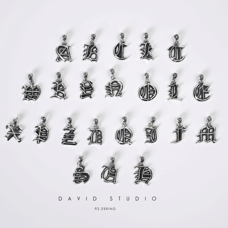 哥特英文字母潮流情侣网红项链