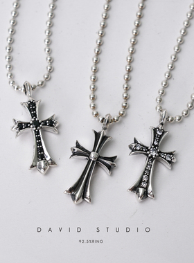 纯银经典十字架圆珠项链同款