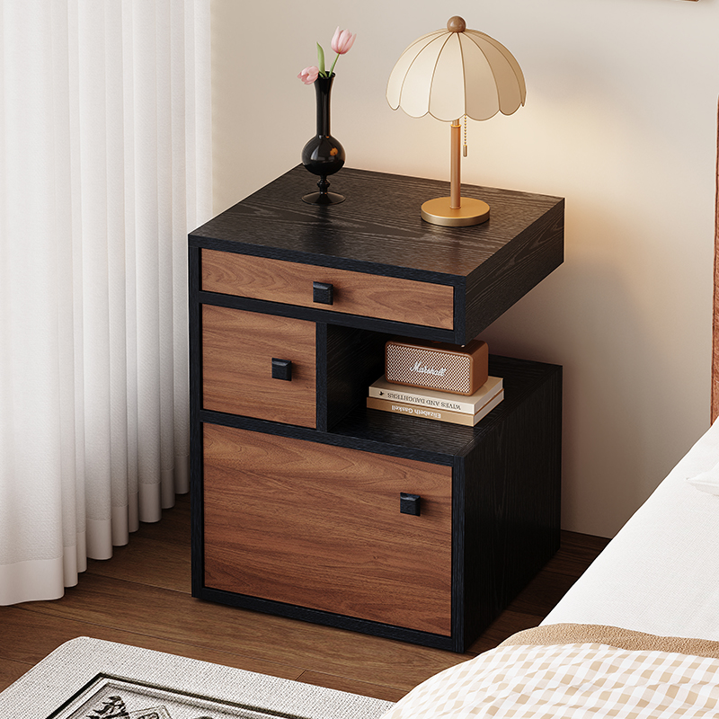 中古风实木床头柜床边收纳储物柜