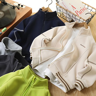 潮 棒球服休闲开衫 男童外套2025春秋新款 儿童帅气立领夹克男孩秋季