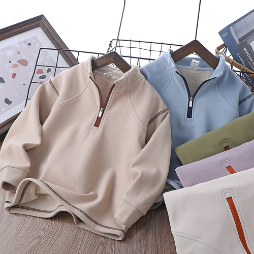 秋冬男童半拉链休闲保暖打底衫