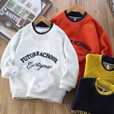 男童加绒假两件卫衣2025秋冬新款