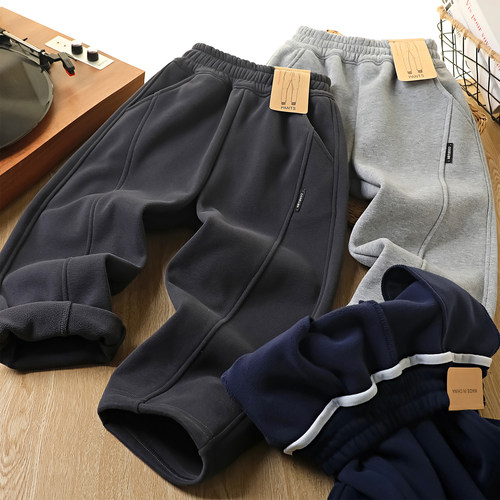 男童加绒休闲裤冬季保暖2025新款