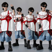 儿童街舞演出服潮服套装 hiphop嘻哈表演服宽松绑带上衣爵士舞服装