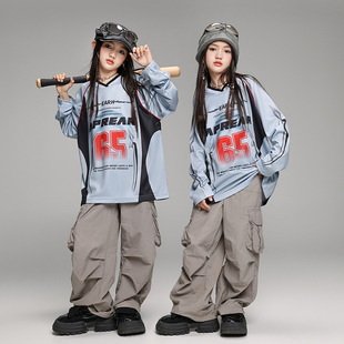 少儿hiphop宽松演出服装 裤 男童潮牌酷帅嘻哈工装 街舞儿童潮服套装