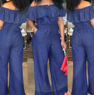 Off Shoulder Long Romper Jumpsuit Bodysuit Overall Wide Legs