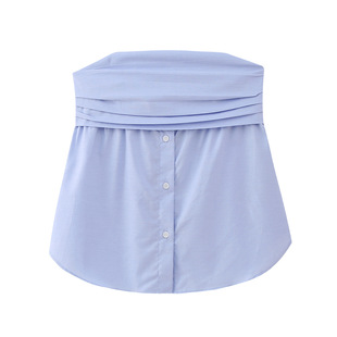 color solid top女士微弹纽扣上衣 elastic button micro Women