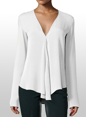 Solid Color Chiffon Shirts European Style Tops 6XL雪纺衫女装