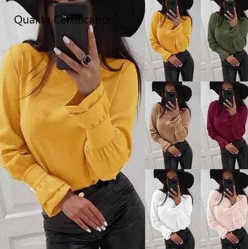 le Sleeve Tops Casual Office Shirts Female Shirts Streetwear