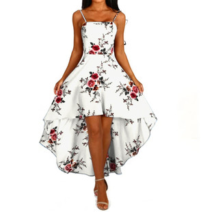 White Long Chiffon Bohemian Straps Beach 2021 Dress Sundress