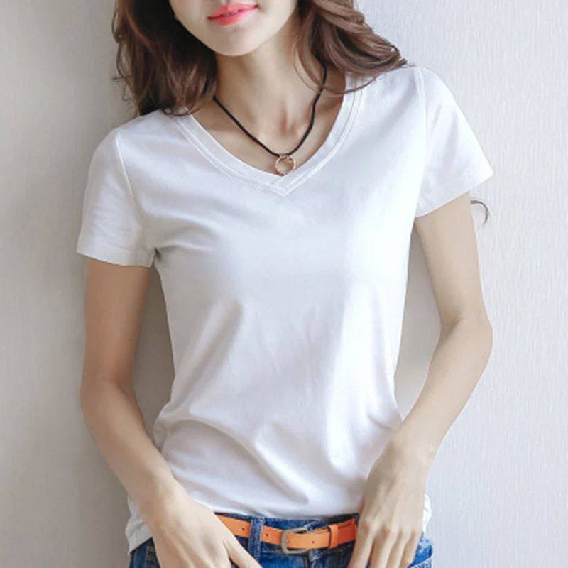 Slim fit short sleeved T-shirt for women 女士修身短袖纯色T恤