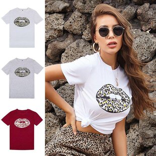 Top printed loose casual sleeve shirt short neck round