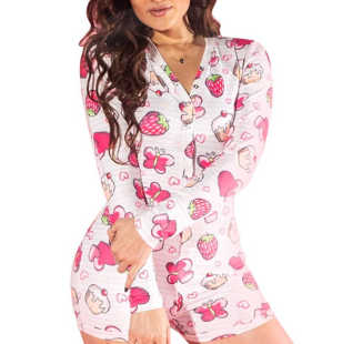 Shorts Jumpsuit Sleepwear Women Leotard for Romper Button