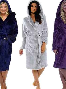 Fur Pink Bath Robe Soft Night Dressing Gown Sleepwear