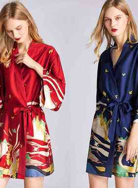 Pajamas women night gown bathrobe women summer thin