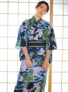 日本和服男传统武士绅士服腾云龙日式和服四季通用款