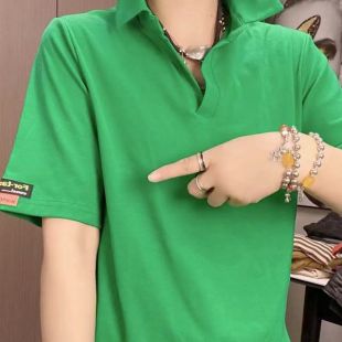 夏季 纯棉百搭休闲上衣 POLO领克莱因蓝短袖 T恤女宽松显瘦减龄时尚