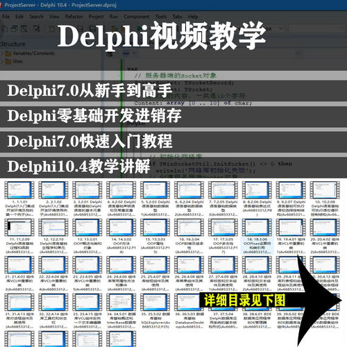 Delphi视频教程 Delphi7/Delphi10.4教程进销存实战讲解 自动发货