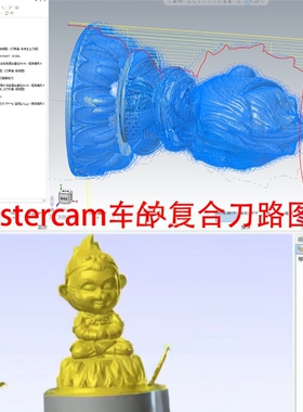 1179#mastercam2022车铣复合刀路图档/孙悟空摆件刀路/完整程序