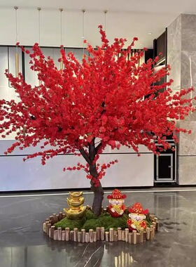仿真桃花树大型假桃树商场装饰树新年祈福红包许愿树婚庆室内造景