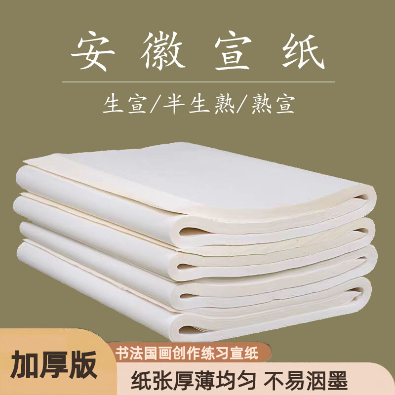 安徽宣纸毛笔书法国画初学练习半生半熟工笔画熟宣纸成人练毛笔字