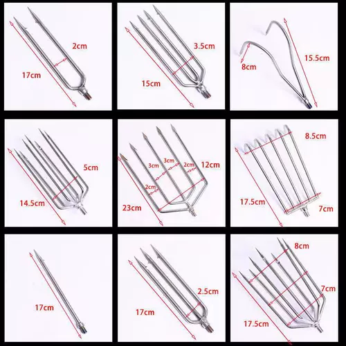 Рыба -вилка из нержавеющей стали, заливая маленькую рыбную вилку, лоах, желтая куколка, вилка, рыбалка небольшие аксессуары из нержавеющей стали с четырьмя маленькими рыбными вилками