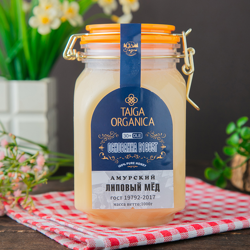 俄罗斯原装进口蜂蜜纯正天然百花蜜椴树蜜水飞蓟沙棘蜜1000g正品