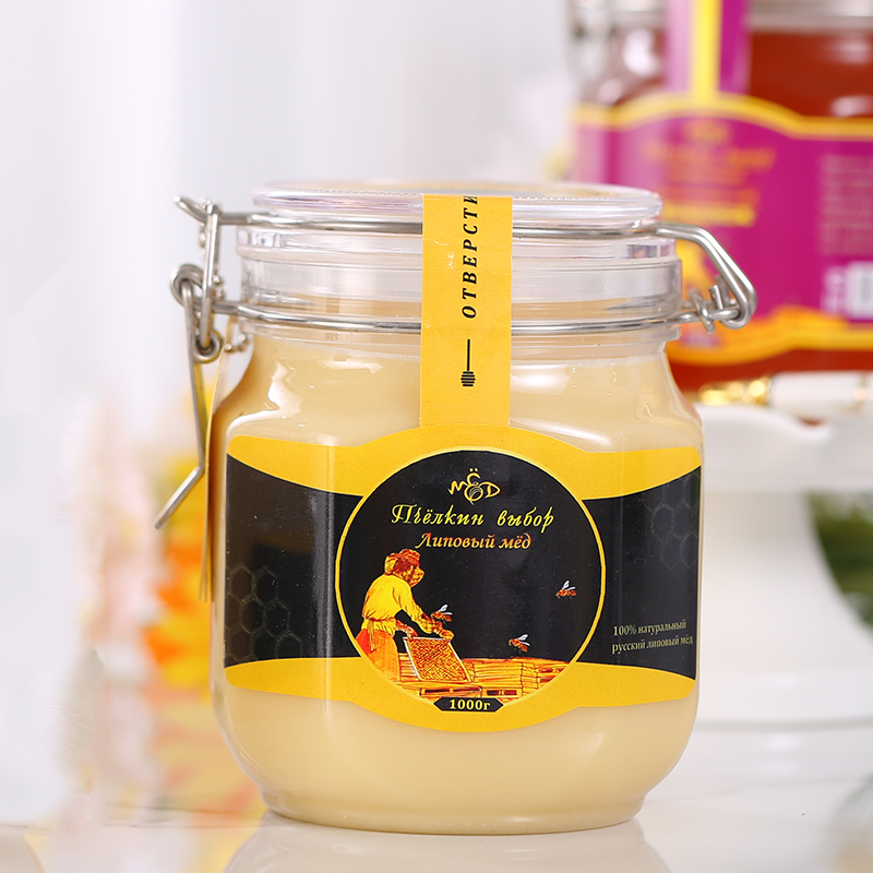 俄罗斯原装进口蜂蜜纯正天然无添加椴树蜜农家结晶雪蜜礼盒1000克
