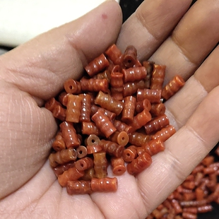 翡翠红翡竹节珠配件玉石diy手链配饰耳钩项链耳环佩饰饰品半成品