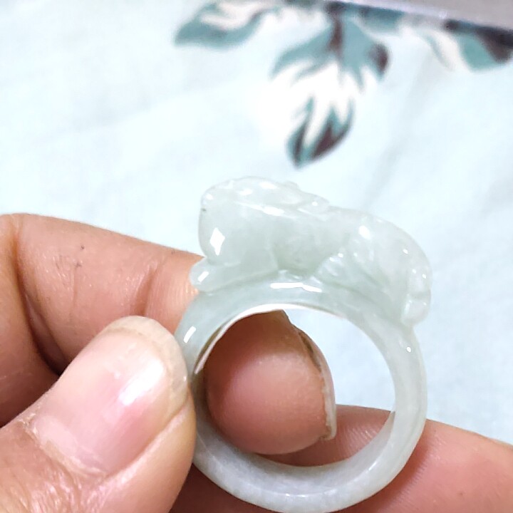 翡翠戒指女玉石天然冰种貔貅玉戒指花朵男士玉食指圈极细女士指环