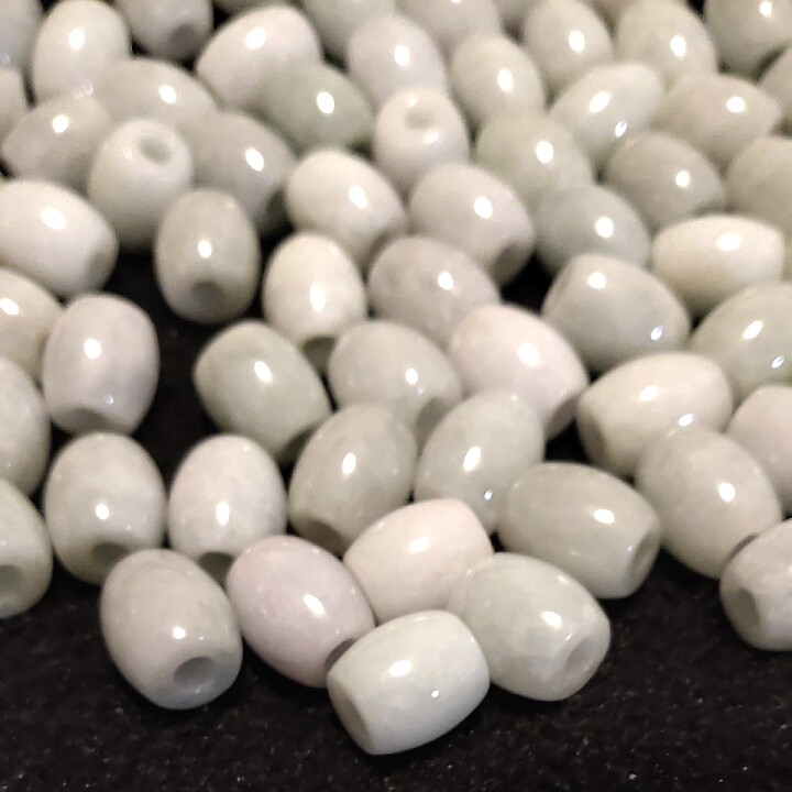 翡翠A货缅甸玉冰透路路通大孔米珠diy路路通散珠手链项链串珠子