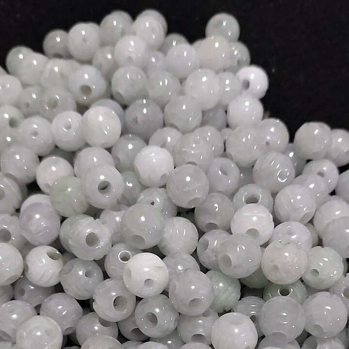 缅甸翡翠A货散珠路路通圆珠冰种金钱镂空玉珠diy项链配饰配件三通