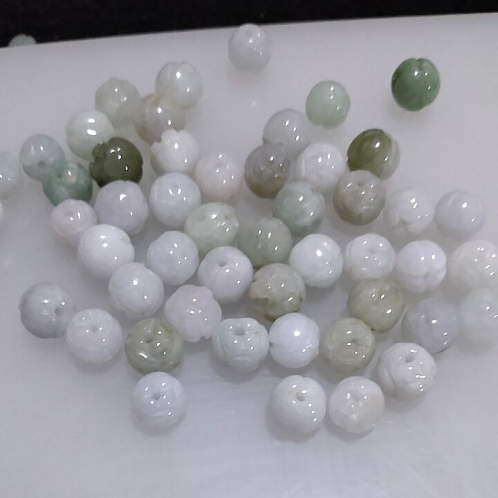 8-13mm翡翠A货莲花珠雕花手工diy散珠散珠手链项链腰链耳环配珠子