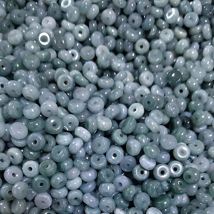 天然翡翠A货蓝水平安扣散珠子diy手工编织手链项链耳环配饰材料