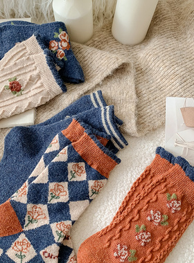 2双装 冬季保暖加绒羊毛复古加厚居家款