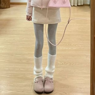 阔腿堆堆袜女 奶白袜套加厚简约针织韩版 太显气质了 2025冬季