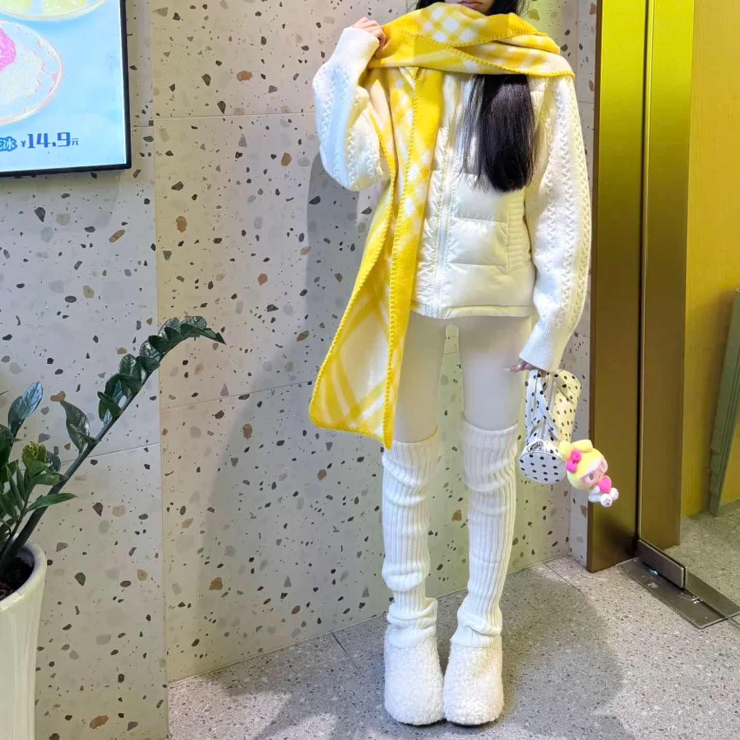 与时间温柔对峙冬季新年款长筒袜套女过年显白学院风加厚保暖棉DF