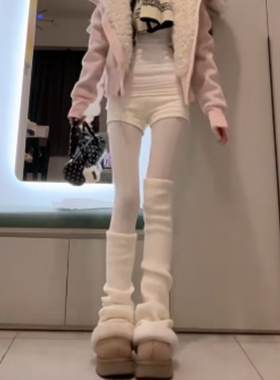 似远似近】秋冬微喇高筒针织袜套氛围感奶白显瘦百搭腿套过膝袜女