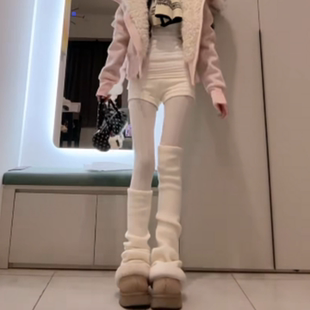 似远似近 秋冬微喇高筒针织袜套氛围感奶白显瘦百搭腿套过膝袜女