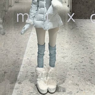 借点阳光2025冬季 简约堆堆羊绒针织叠穿慵懒风小腿袜套DF 韩系时尚