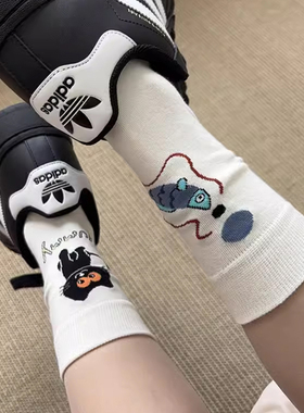 2双装 ins潮不对称创意小猫卡通ab款运动风