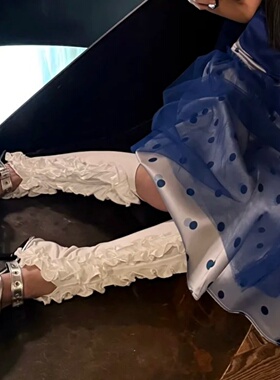 夏季薄芭蕾风大花边白色小腿袜女