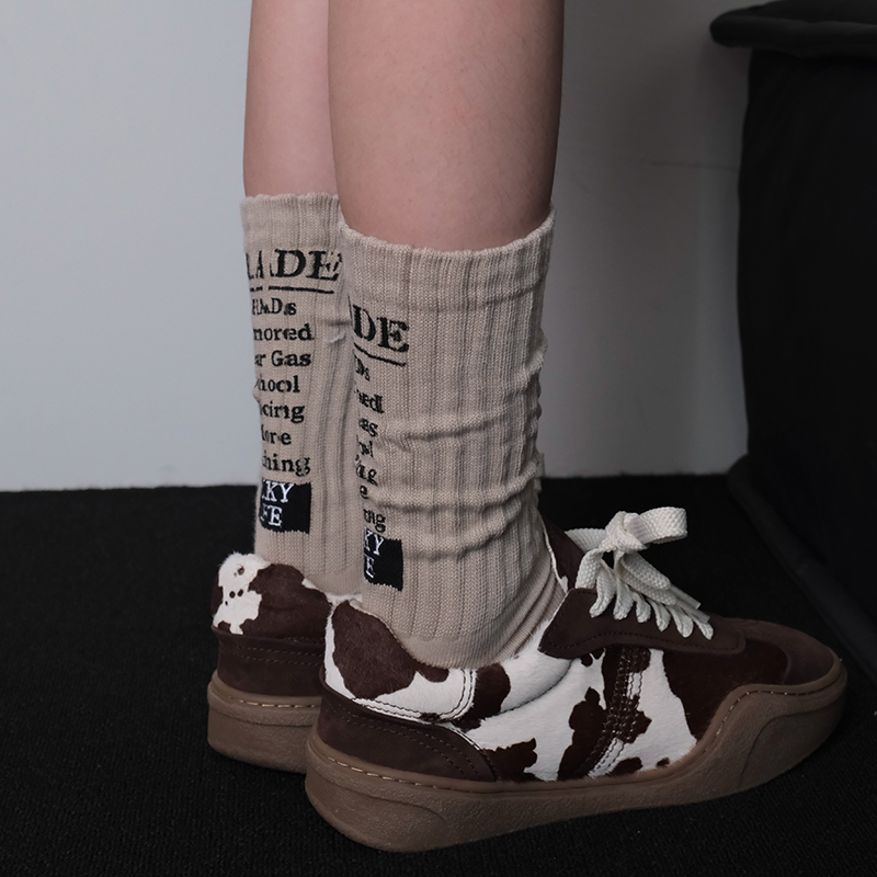 ZeroG 新品秋冬毛巾袜ins潮字母街头运动休闲泽西风中筒袜子女DF