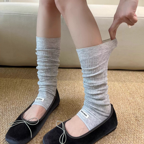 浅雾灰薄袜套女芭蕾风踩脚腿套